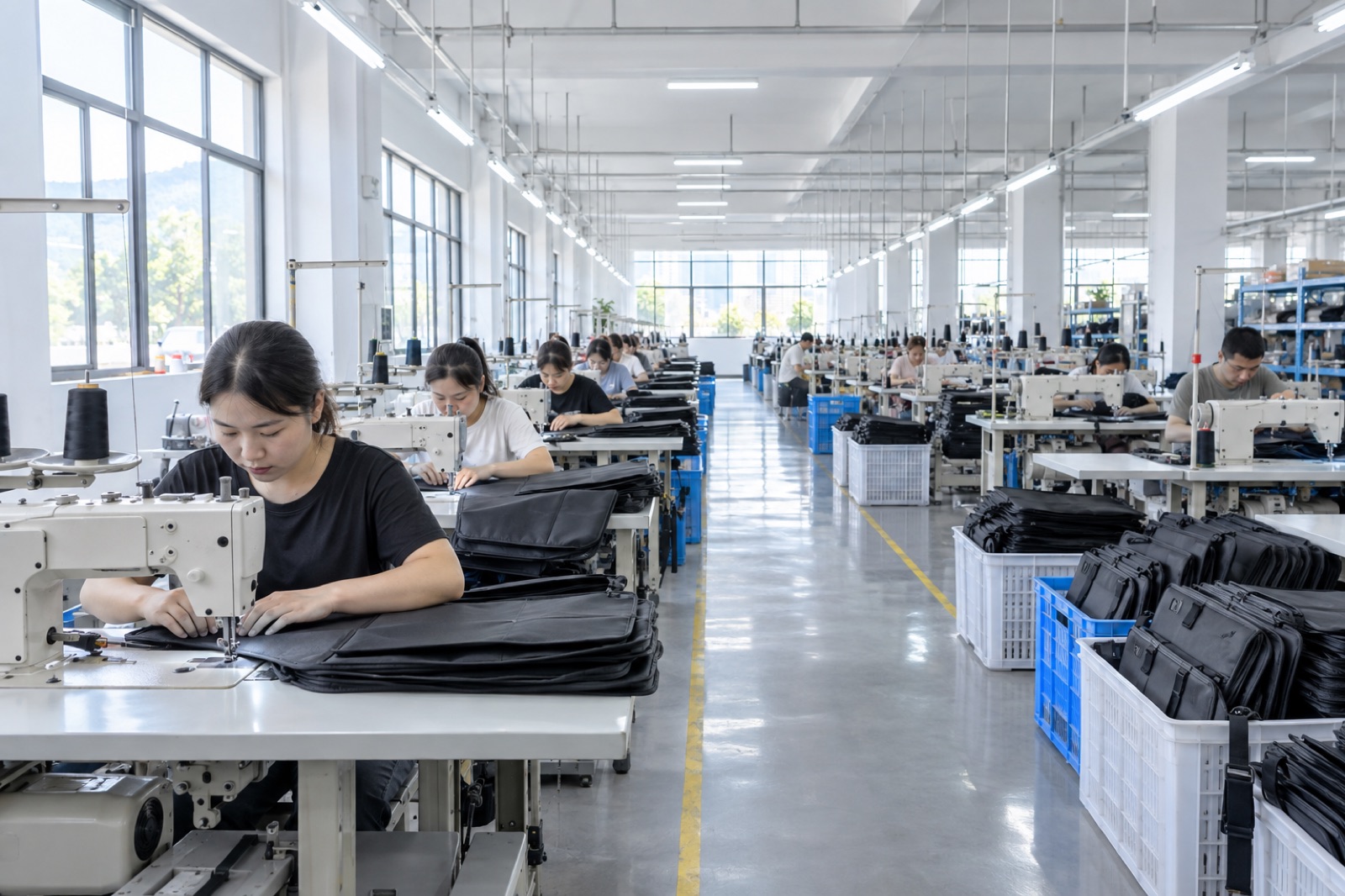UTOP sewing floor with rows of industrial lockstitch machines in production